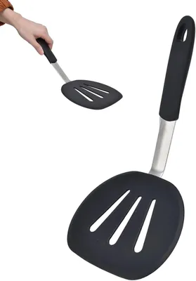 Produktbild von Silikon Pfannenwender - Flexibel und hitzebeständig - Zum Wenden von Pfannkuchen und Eiern - 31,2x15,1 cm