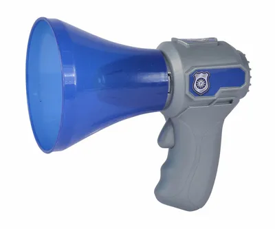 Produktbild von Simba 108101004 - Polizei Megafon, mit Stimmenverzehrer Funktion, Knopf für Sirenen Sound, 16cm, Rollenspiel, Fasching, ab 3 Jahre