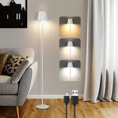 Immagine prodotto di ZMH lampada da terra soggiorno LED dimmerabile lampada da terra moderna USB ricaricabile lampada da terra con 3 temperature di colore bianco lampada da terra per camera da letto studio e ufficio 125 cm