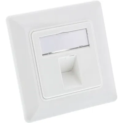 Produktbild von InLine® Rahmenset für 1x RJ45 Bu/LSA Einsatz, Keystone SNAP-In, weiß RAL9010