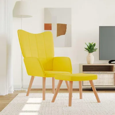 Produktbild von Senfgelber Relaxsessel mit Hocker aus Stoff