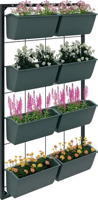 Produktbild von Outsunny Blumenständer, Pflanzenständer mit 8 Töpfen, Pflanzenregal für Garten