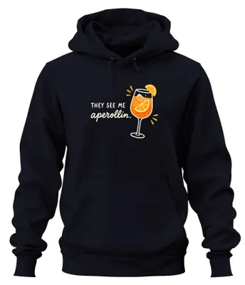 Produktbild von They see me aperollin Aperol Spritz Cocktail Sommer Damen Hoodie Kapuzenpullover, Navy, L