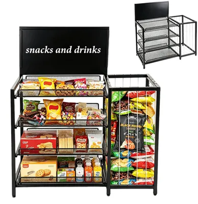 Snackständer aus Metall, 3 Ebenen, 63x63x25 cm, schwarz