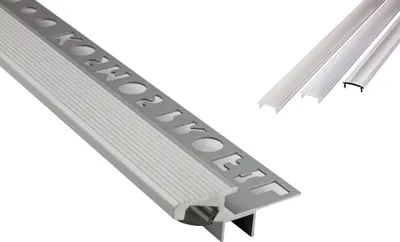Produktbild von T-40 20° LED Alu Fliesenprofil Treppenprofil Stufen 10mm silber 1m klar