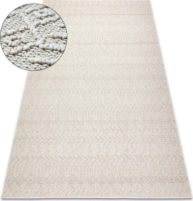 Produktbild von Teppich JERSEY 19243 creme - Fischgrät, Struktur, Schleife BOHO beige 240x330 cm