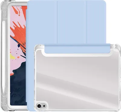 Produktbild von Smart Cover für Apple iPad Air 4 / 5 (2020)(2022) 10.9 Zoll Tablet Hülle Cover Schutzhülle Tasche Stand Hülle Tasche Etui Hellblau-Transparent