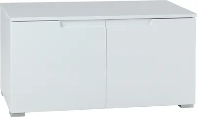 Produktbild von Garderobenbank - 80 x 40 cm - 2 Türen - Weiß Hochglanz - Weiß matt