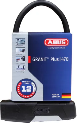 Produktbild von ABUS Bügelschloss Granit Plus 470 + USH470-Halterung - Fahrradschloss mit Parabolbügel - ABUS-Sicherheitslevel 12 - 230 mm Bügelhöhe