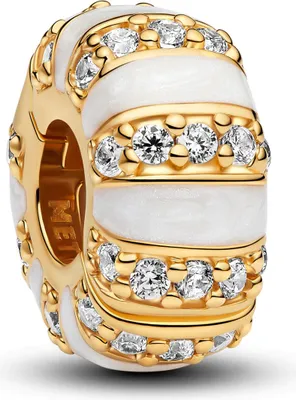 A close-up studio shot of a Pandora charm.