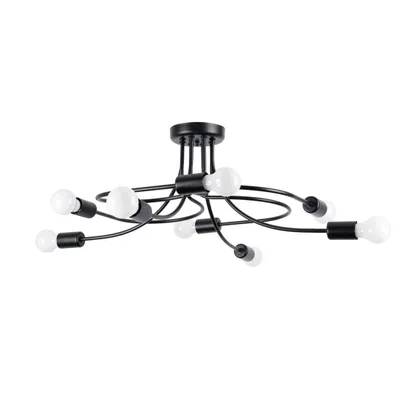 Zdjęcie produktu dla Lampa sufitowa LEVAR czarna 8xE27x15W metal wym:28x58x58cm IP20 Sollux Lighting