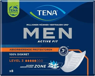 The image shows the front packaging of Tena Men Active Fit incontinence pads.