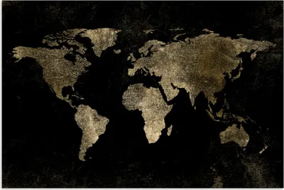 Produktbild von MuchoWow® Poster Weltkarte - Schwarz - Gold 120x80 cm - Bilder