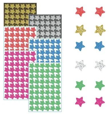 Stern-Schaumstoffaufkleber, 6 Stück, bunt, Glitzer, selbstklebend