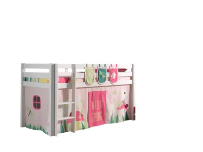 Zdjęcie produktu dla Vipack łóżko do zabawy Pino, powierzchnia do leżenia 90x200 cm z tekstylnym zestawem zasłon i 3 torbami "Wiosna"