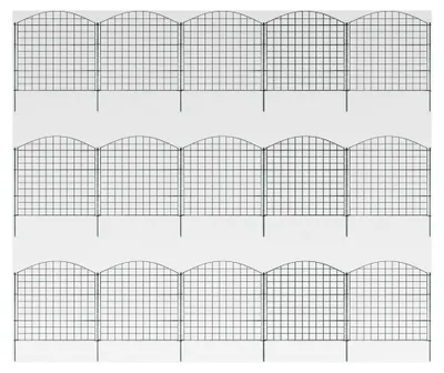 Produktbild von Teichzaun Steckzaun Gartenzaun Metall Zaunelemente für Hunde - 15 Zaunelemente und 18 Befestigungsstäbe (Grün, Oberbogen)