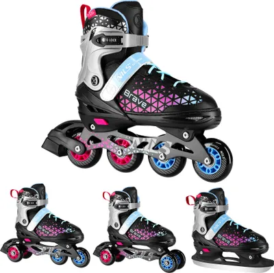 Image de Patins à roulettes NILS Extreme NH18190A 4in1 Brave pink L(39-43)