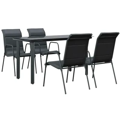 Produktbild von vidaXL 5-tlg. Garten-Essgruppe Schwarz Stahl und Textilene