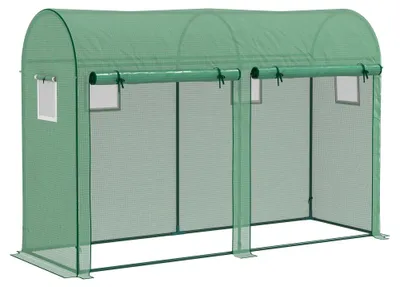 Immagine prodotto di Serra - Serra da giardino - Struttura in acciaio - Pellicola a rete in polietilene (PE) - Impermeabile - Porta e finestre - 300 x 100 x 200 cm - Adatta per balcone e giardino - Verde