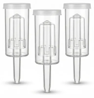 Produktbild von 3 Gärröhrchen Set Kunststoff 12cm Gärspund mit Deckel für Bier Wein Most Gärrohr ideal geeignet für gängige Gärbehälter bis 50 Liter