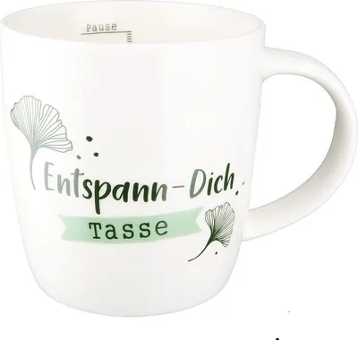 Produktbild von Gilde Tasse / Becher, "Entspann dich", Ginkgomotiv, Spruch