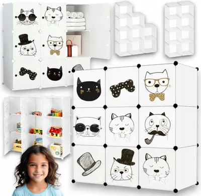 Produktbild von MODULARER KINDERSCHRANK Kindergarderobe Regal FÜR SPIELZEUG KLEIDUNG Shrank