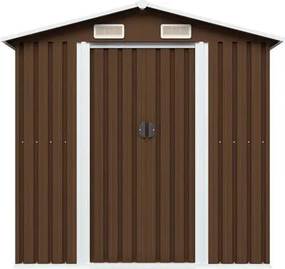 Zdjęcie produktu dla vidaXL vidaXL - Szopa na narzędzia ogrodowe - 194x121x181 - cm - stal - brązowy