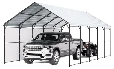 Zdjęcie produktu dla Vevor Wiata Garażowa 4X8X3 15M Stalowa Rama Osłona Samochodowa Ze Ścianami