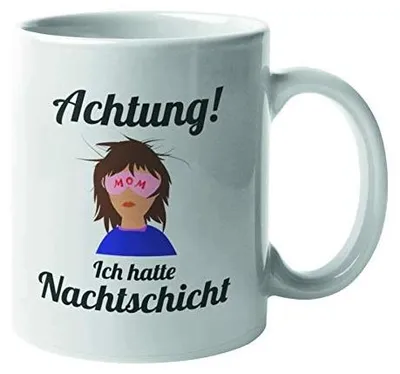 Zdjęcie produktu dla Kubek ceramiczny dla mamy nachtschicht śmieszny prezent 300 ml