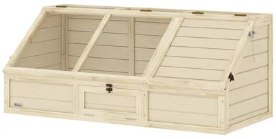Produktbild von PawHut Schildkrötenhaus aus Holz, Schildkrötengehege mit zwei Haupthäusern Weiß