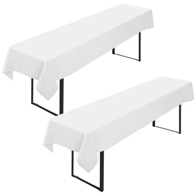 Produktbild von Biertisch Tischdecke 2 Stück 100x250 cm Weiß Polyester Waschbar