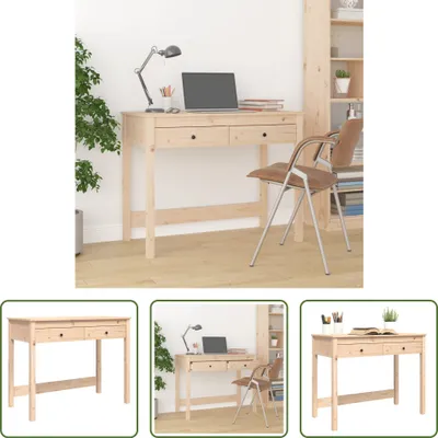 Immagine prodotto di The Living Store Scrivania con cassetti 100x50x78 cm in legno di pino massiccio