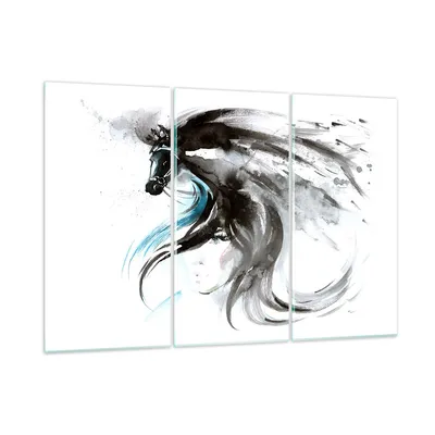 Produktbild von Bilder auf glas - Pferd Streifen Hengst Laufen - 105x70cm - Glasbilder - Wandbilder - Kunstdruck - zum Aufhängen bereit - Wanddekoration aus Glas - Glas Bilder - Wandbild auf Glas - GCE105x70-3018