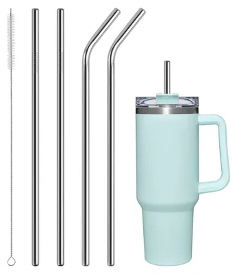 4 Edelstahl-Ersatzstrohhalme für 1200-ml-Becher + Bürste