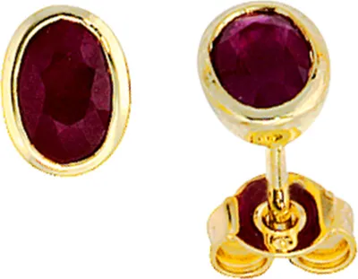 Produktbild von Ohrstecker Ohrschmuck mit Rubin 585 Gold Gelbgold oval für Damen