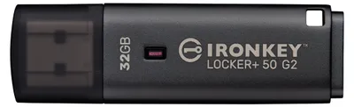 Produktbild von Kingston Technology IronKey Locker+ 50 G2 32 GB USB-Stick – AES-256 & FIPS 197 Verschlüsselung, USB 3.2 Gen 1, Schwarz
