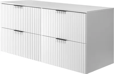 Zdjęcie produktu dla Szafka łazienkowa, biała z czarnym uchwytem / z górną półką, 120 x 57 x 46 cm