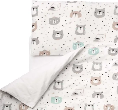 Image de FlyIdeas Ensemble complet de literie pour bébé 180 x 120 cm - Parfait pour les matelas 160 x 80 cm Ensemble de couvertures pour bébé 100 % coton  avec taie d'oreiller