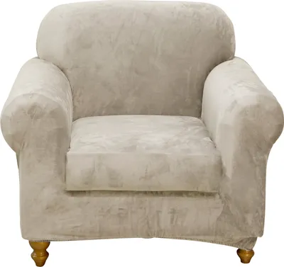 Produktbild von Samt Sofabezug & Kissenbezug Kit, Sofa Überzug Sitzkissenbezug Hussen Sofaschoner Sofasitzbezug, (2 Stück, Sofabezug*1+Kissenbezug*1, Champagne)