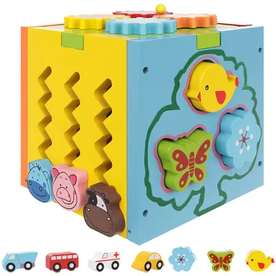 Obrázok produktu pre ISO 11245 Vkladacie drevená kocka edukačné 5v1