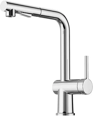 Produktbild von Unyqoos® Ausziehbare Küchenarmatur aus Edelstahl 304, 360° schwenkbar, verchromte Oberfläche, Brause mit 2 Strahlarten, Keramikkartusche, einfache Montage für Spüle