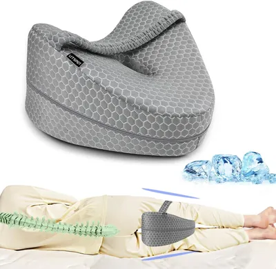 Obrázek produktu pro Polštář pod kolena - Polštář do postele - Pro pohodlný spánek - Ergonomický design - 26x28x17 cm - Šedá barva