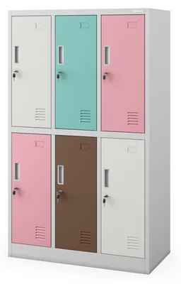 Produktbild von Jan Nowak Schließfachschrank 3B2AS Fächerschrank Wertfachschrank Umkleideschrank 6 Fächer Stahlblech Pulverbeschichtet 150 cm x 90 cm x 45 cm Pastellgrau