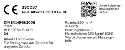 Immagine prodotto di Connettore piatto Gustav Alberts EN 14545:2009-2 135x55mm acciaio grezzo zincato sendzimir - 330057
