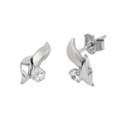 Immagine prodotto di Orecchino 11x6mm con zirconi in oro bianco 9ct