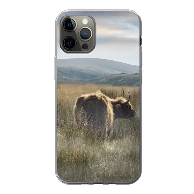 Produktbild von MuchoWow® Handyhülle Schutzhülle Hülle für iPhone 12 Pro Schottische Highlander - Nebel - Gras Silikon Softcase Handy Hülle - Abdeckung