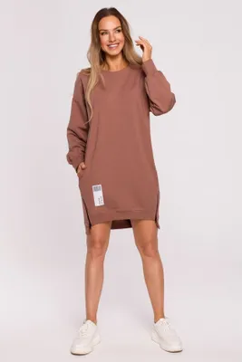 Zdjęcie produktu dla made-of-emotion-damska-dlha-mikina-thronixie-m676-cokoladova-xl