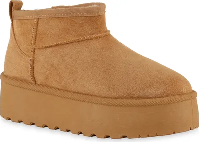Produktbild von VAN HILL Damen Warm Gefütterte Winter Boots Stiefeletten Bequeme Schuhe 841492, Farbe: Hellbraun, Größe: 40