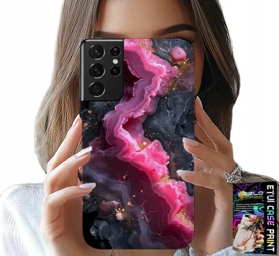 Zdjęcie produktu dla Etui Do Samsung Galaxy S21 Ultra - Różowy Marmurek Plecki, Modne Wzory
