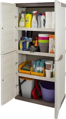 Produktbild von Gartenschrank Wasserdicht Outdoor Schrank Kunststoff Mehrzweckschrank Hoch Aufbewahrungsschrank Allzweckschrank Balkonschrank Haushaltsschrank Terrassenschrank Hoch